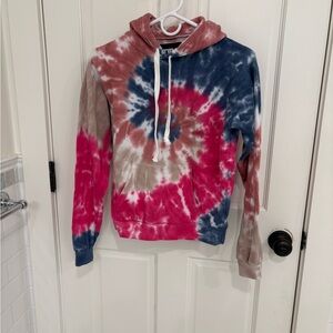 Katie J NYC Tie-Dye Hoodie with Pink and Blue Swirls Size Girls XL